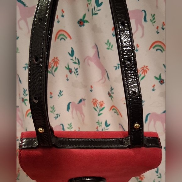 EUC Bodhi Magenta Suede & Black Patent Casual Everyday Prep Crossbody Purse Bag - Picture 8 of 13